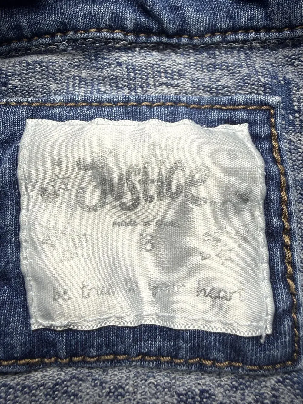 Justice Jacket Girls 18 Blue Denim Rhinestone Collar Button Front Jean Casual